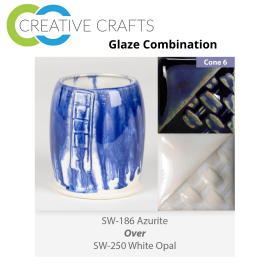 Azurite SW-186 over White Opal SW-250 Stoneware Combination